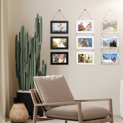 4x6IN Wall Hanging Picture Collage Frame 3-Opening Wall Decor Without Mat Rustic Style Wood Photo Frame Display