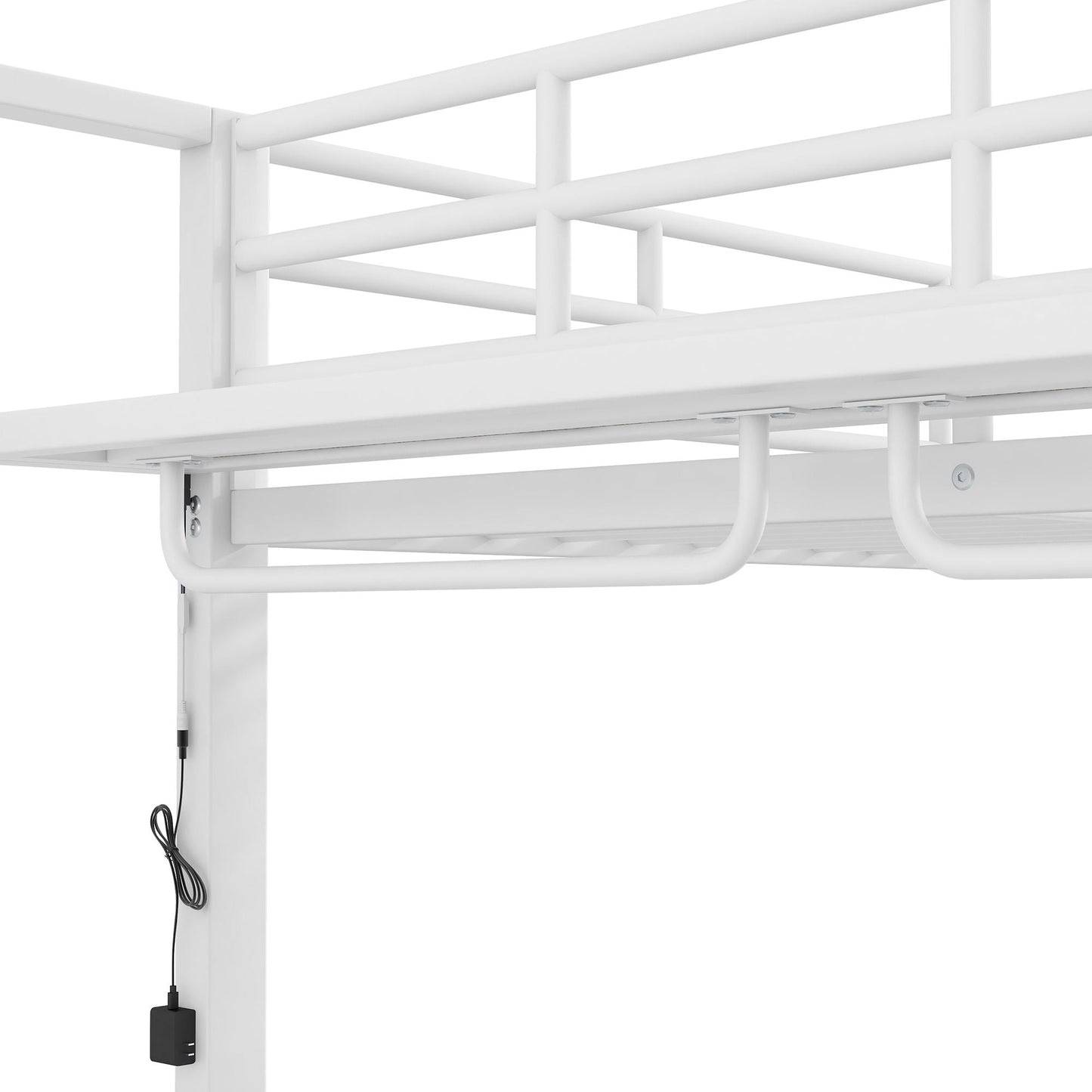 Bunk Bed With Storage Shelves, Clothes Hooks, LED Light