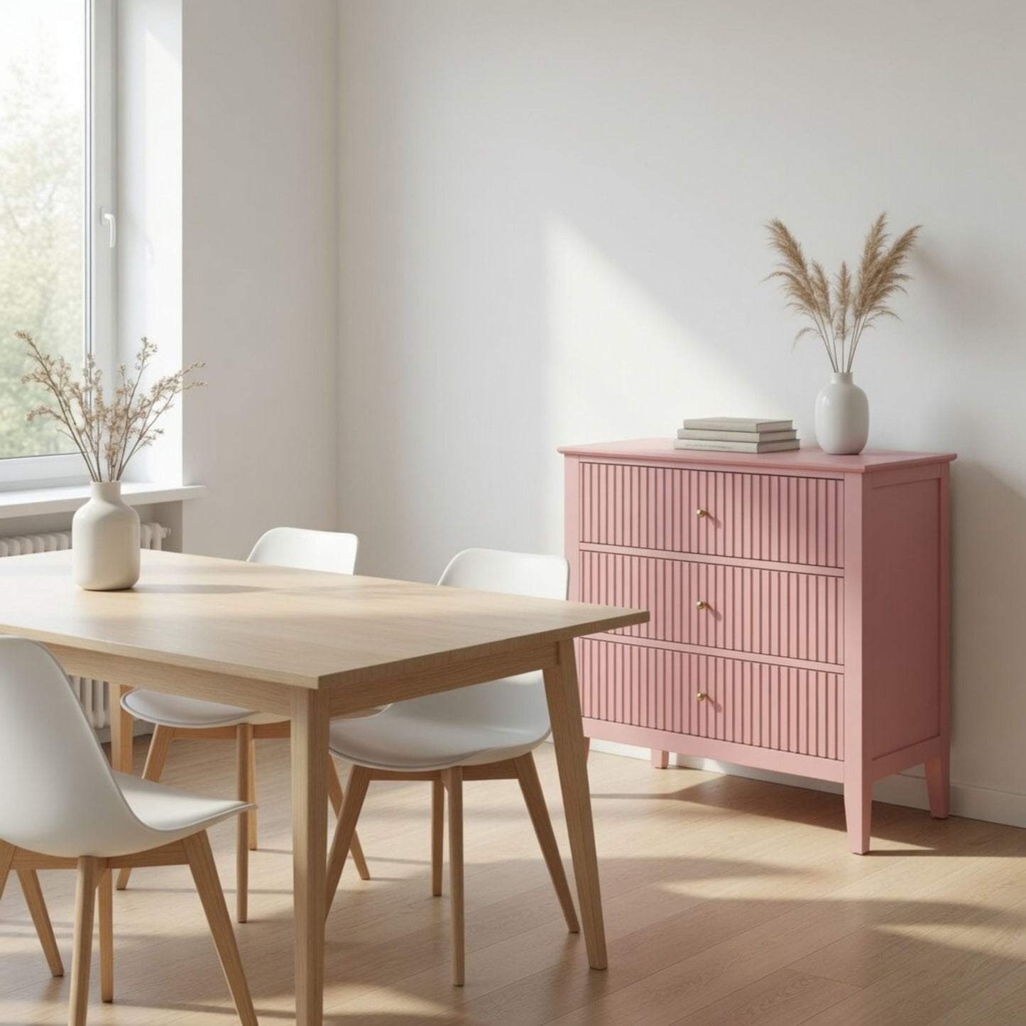 Fluted 3 Drawer Nightstand With Soft Close Slides