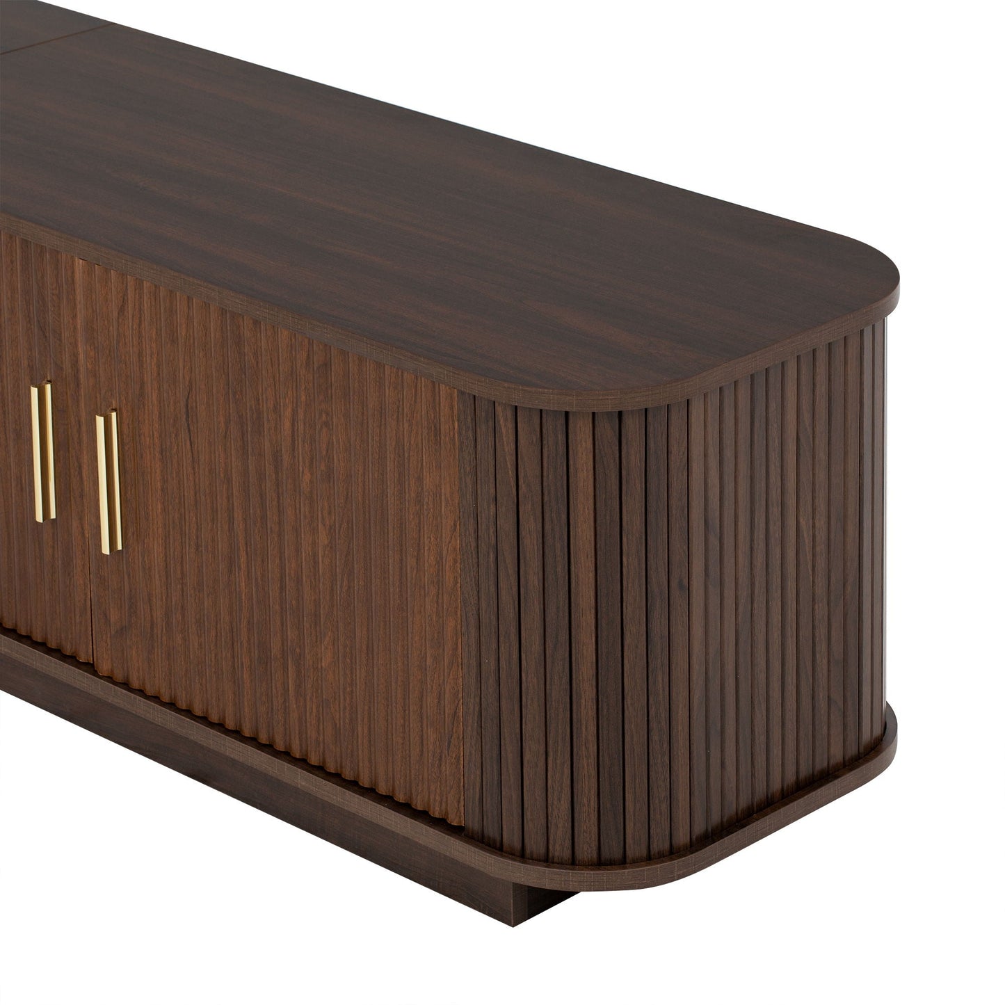 70" TV Stand With Ample Storage, Refined Curved Corners - Dark Brown