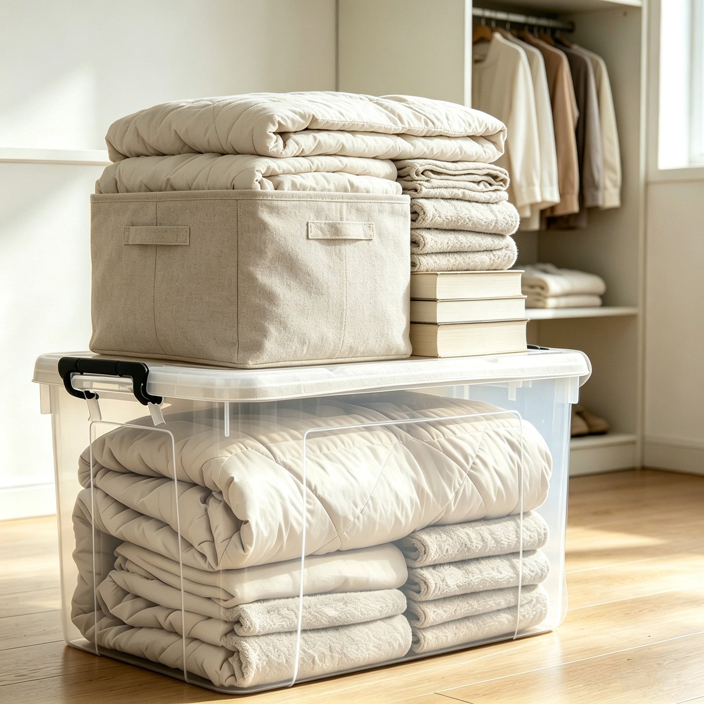 4 Pack 90 QT Plastic Storage Bins with Lids
