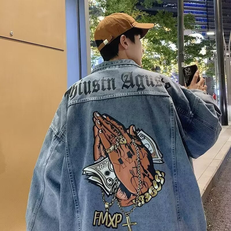 European And American High-street Washed Denim Jacket For Men Autumn Season