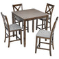 5 Piece Dining Table Set, Wooden Dining Square Table Set For 4