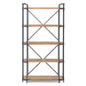 Yorktown Industrial 5 Shelf Bookcase with Metal Pipework and Solid Fir - Natural