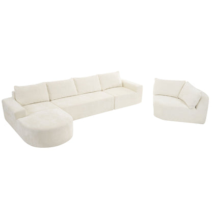 Modular Cloud Sectional Sofa Set, U-Shaped Upholstered Couch With Deep Seat