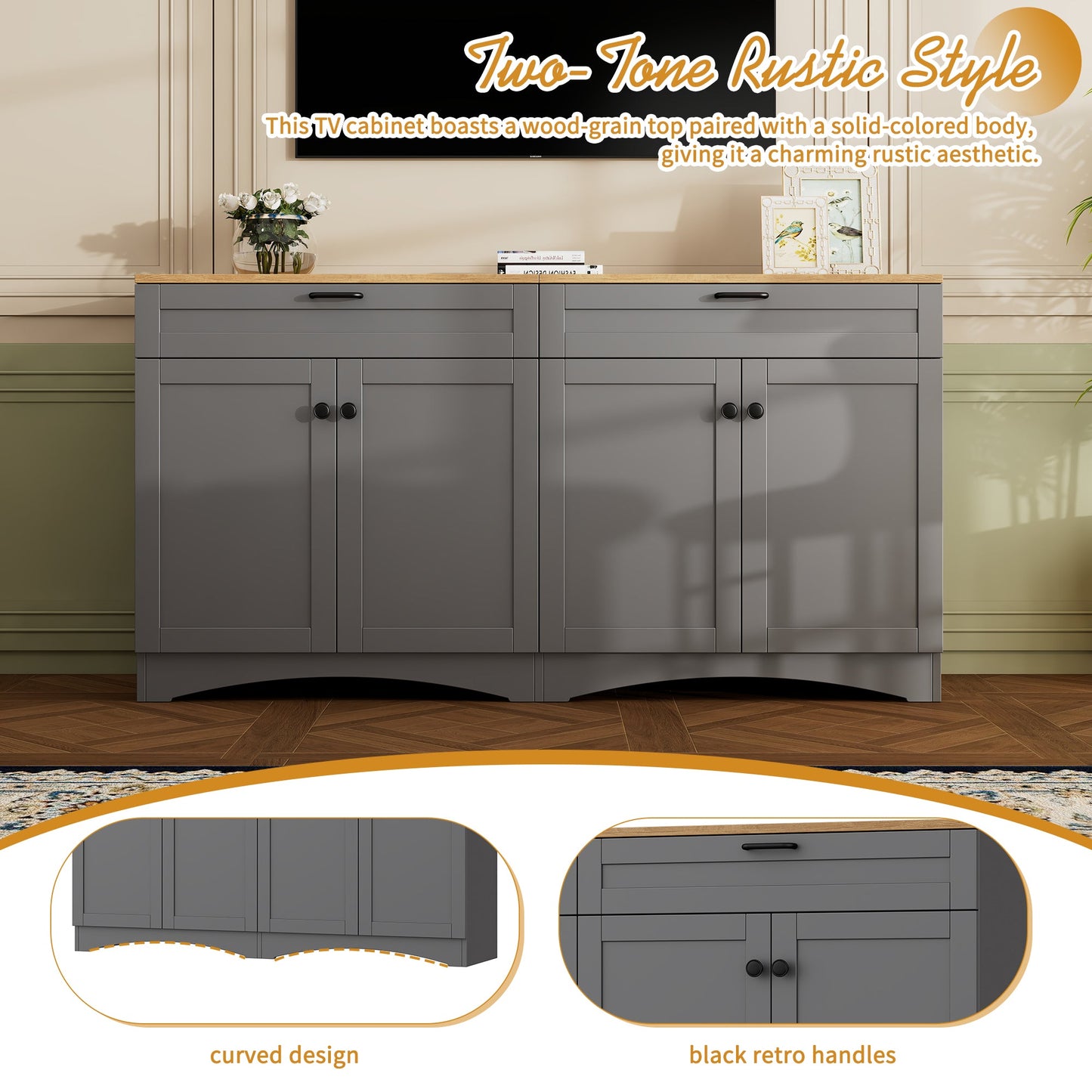 ON-TREND 3-Piece Farmhouse Entertainment Center