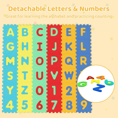 36-Piece Interlocking Baby Puzzle Floor Tiles with Educational Alphabet