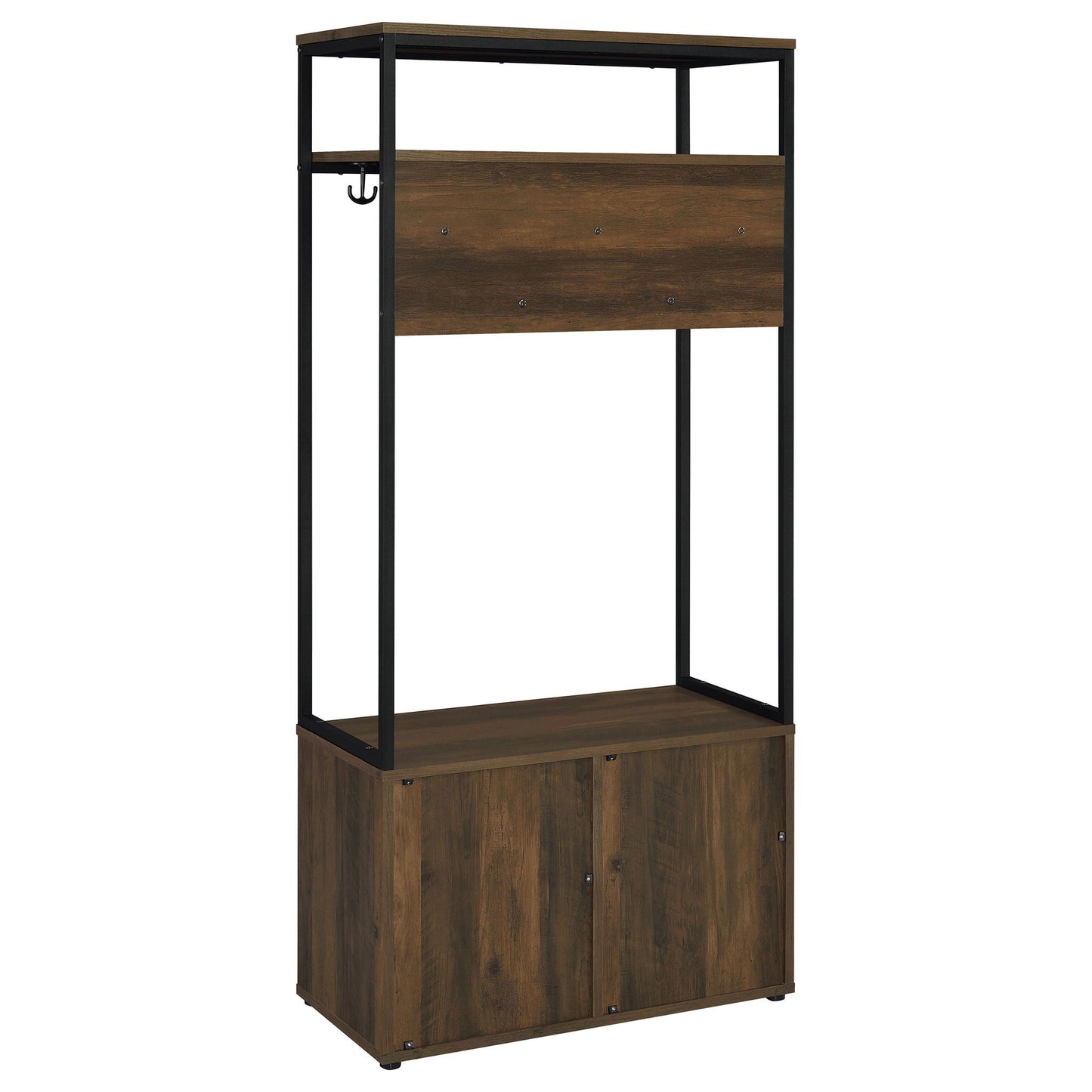 Flora - 2 Door Coat Rack Hall Tree Storage Bench And Multi Functional Storage - Natural