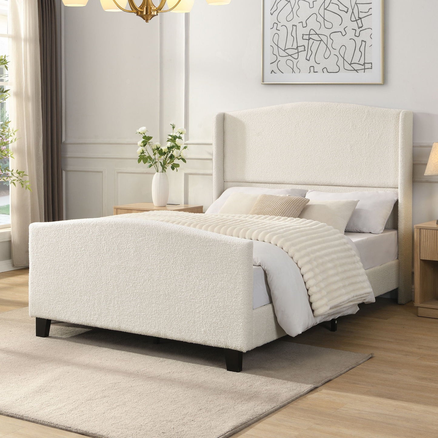Platform Bed Frame With Tall Headboard And High Footboard