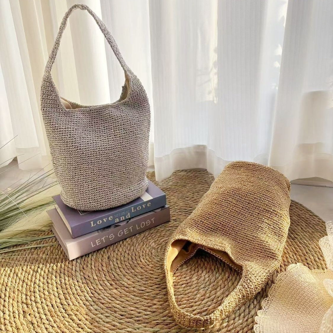 Handwoven Large-Capacity Vacation And Commute Woven Tote Bag