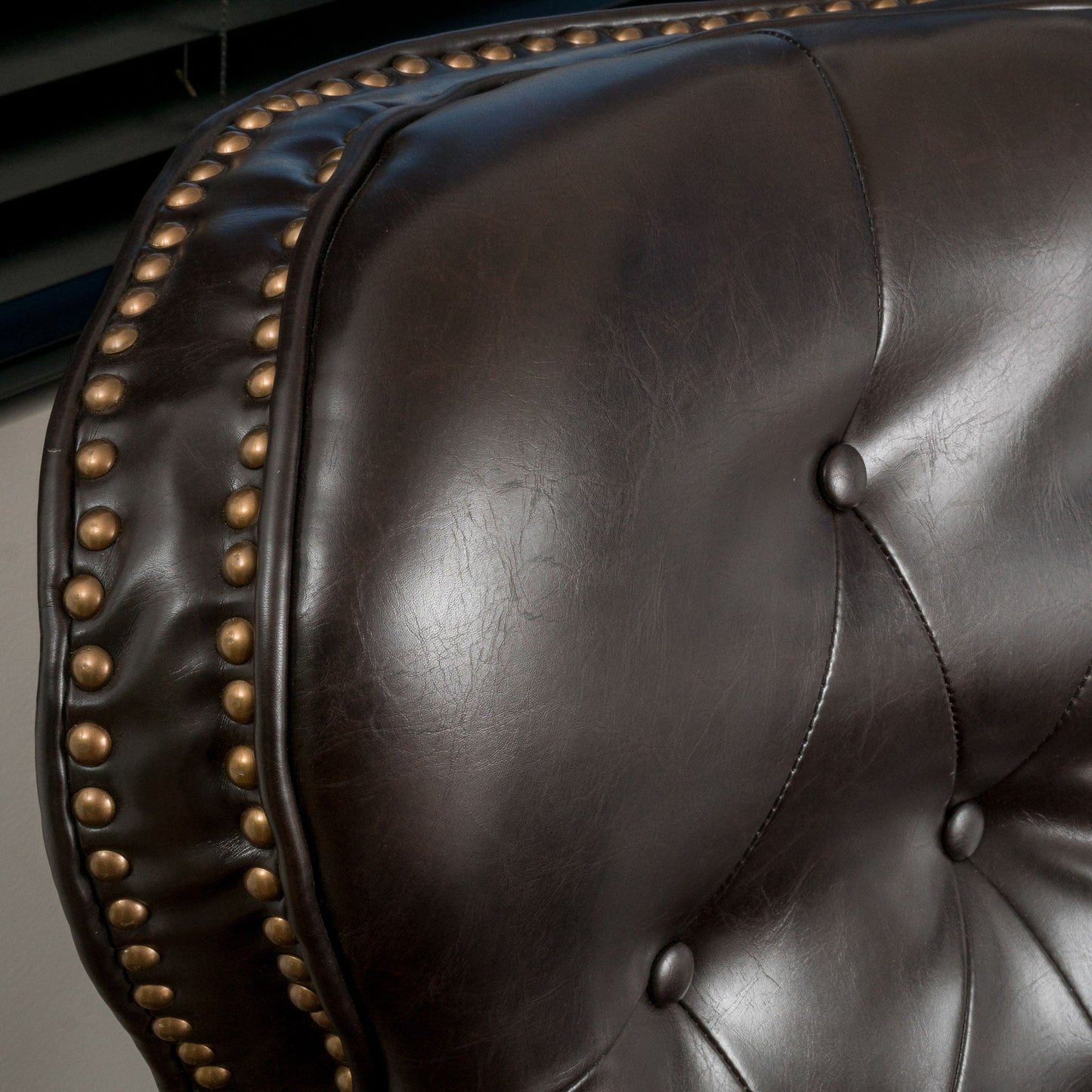 Contemporary Style Push Back Recliner with Button Tufted Stitching and Nailhead Trim