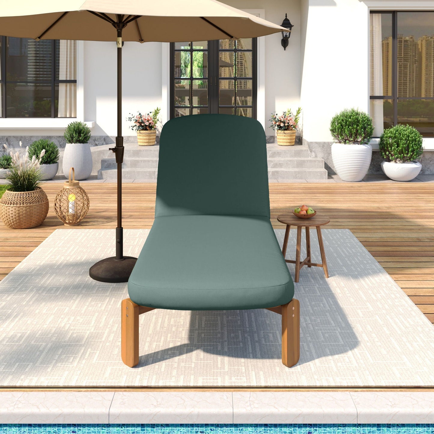 Outdoor Chaise Lounge With Adjustable Backrest