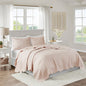 3 Piece Reversible Scalloped Edge Quilt Set - Blush King/Cal King