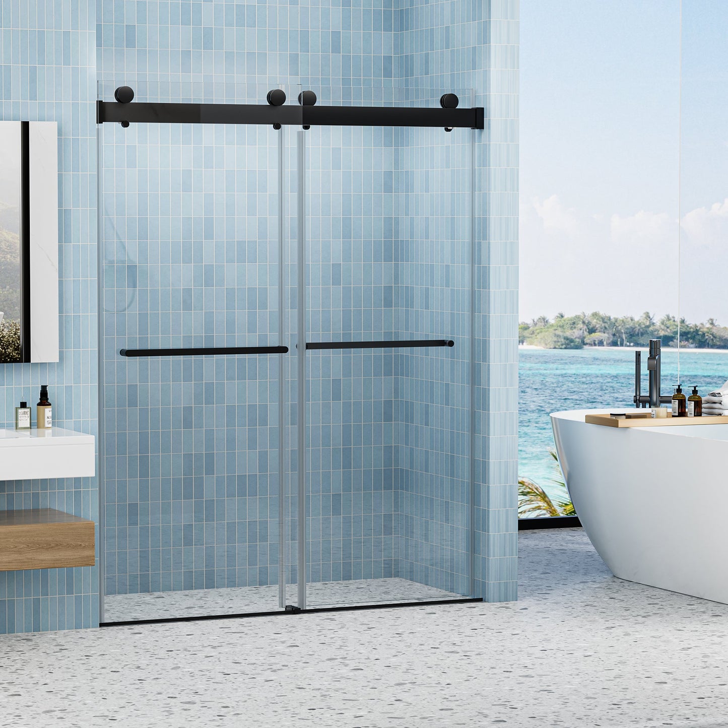 Double Sliding Frameless Soft-Close Shower Door