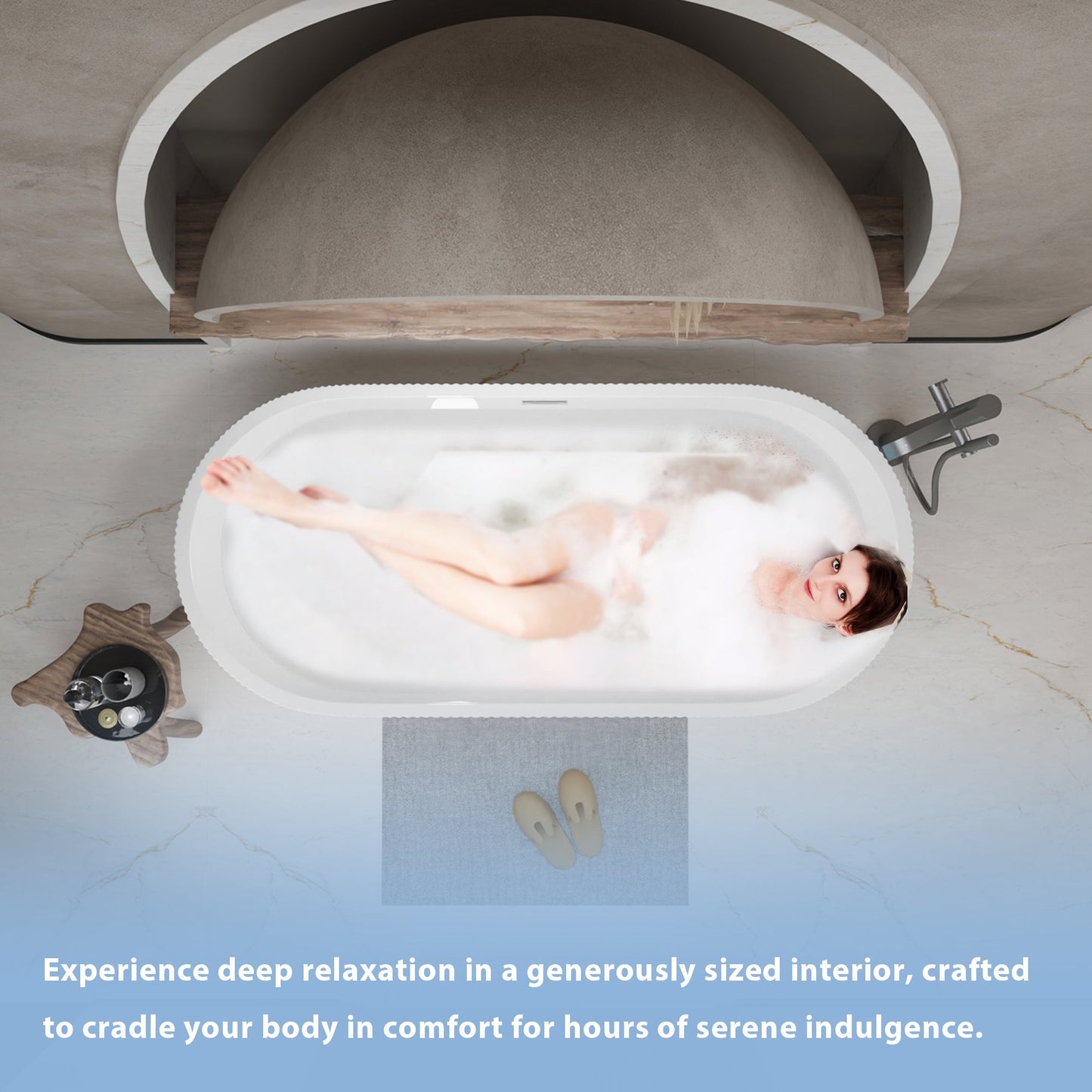 59" Linear Acrylic Freestanding Soaker Bathtub