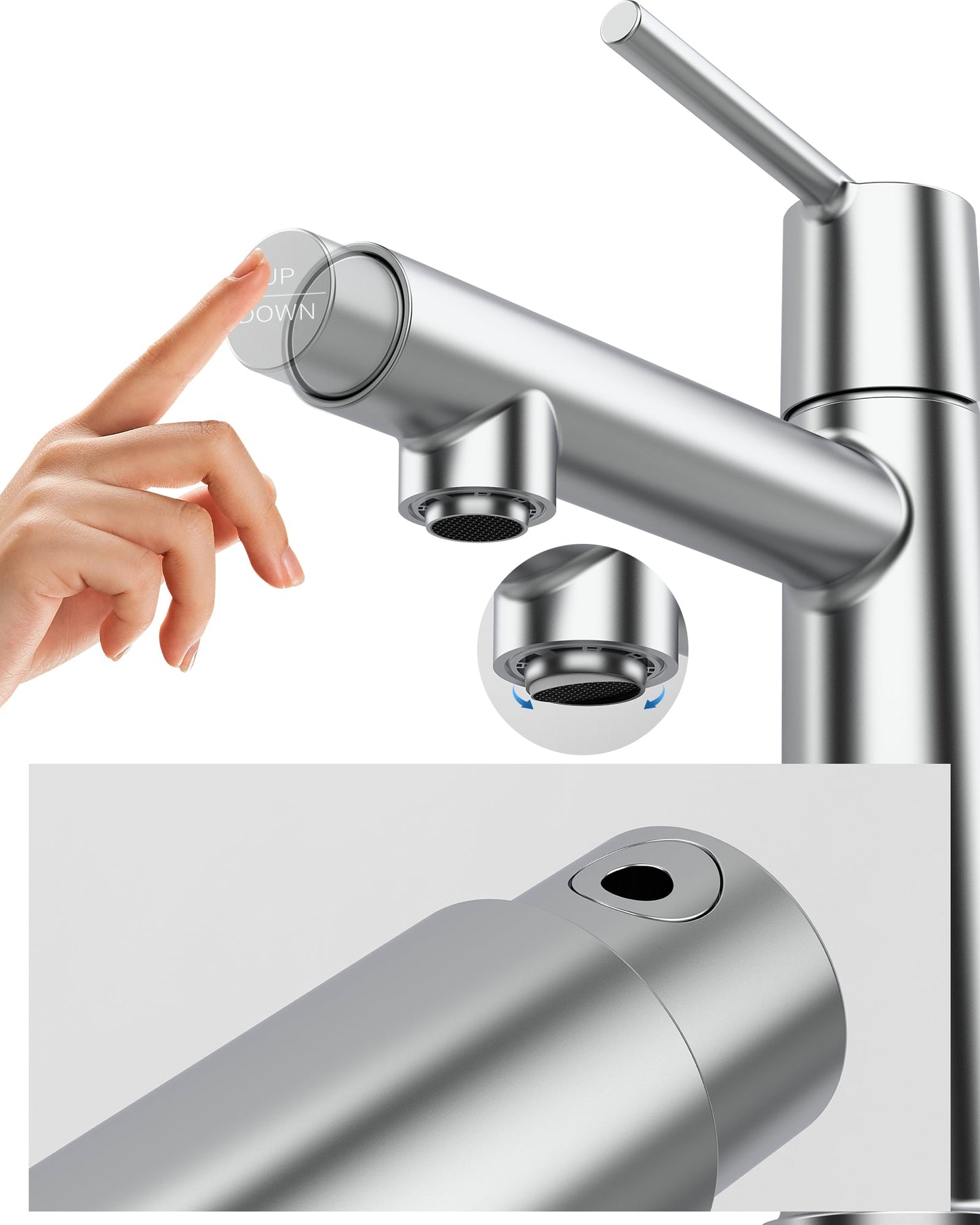 Chrome Single Handle Bathroom Faucet for 1 or 3 Holes