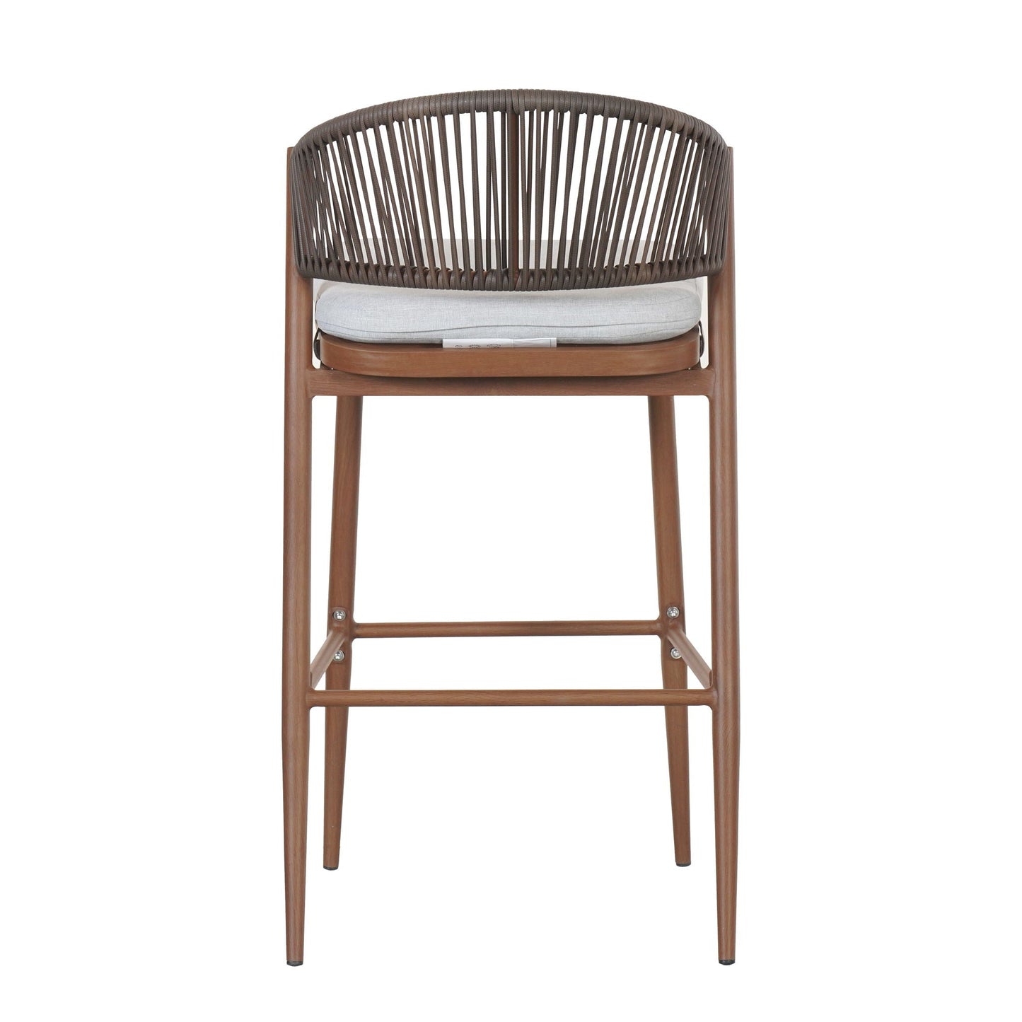 Outdoor Bar Height Metal Frame Counter Stools with Scallop-Shaped Backrest & Water-Resistant Cushions