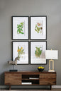 Botanical Flower Wall Art, Home Decor For Living Room Dining Room, Bedroom, Hallway (Set of 4) - White / Blue