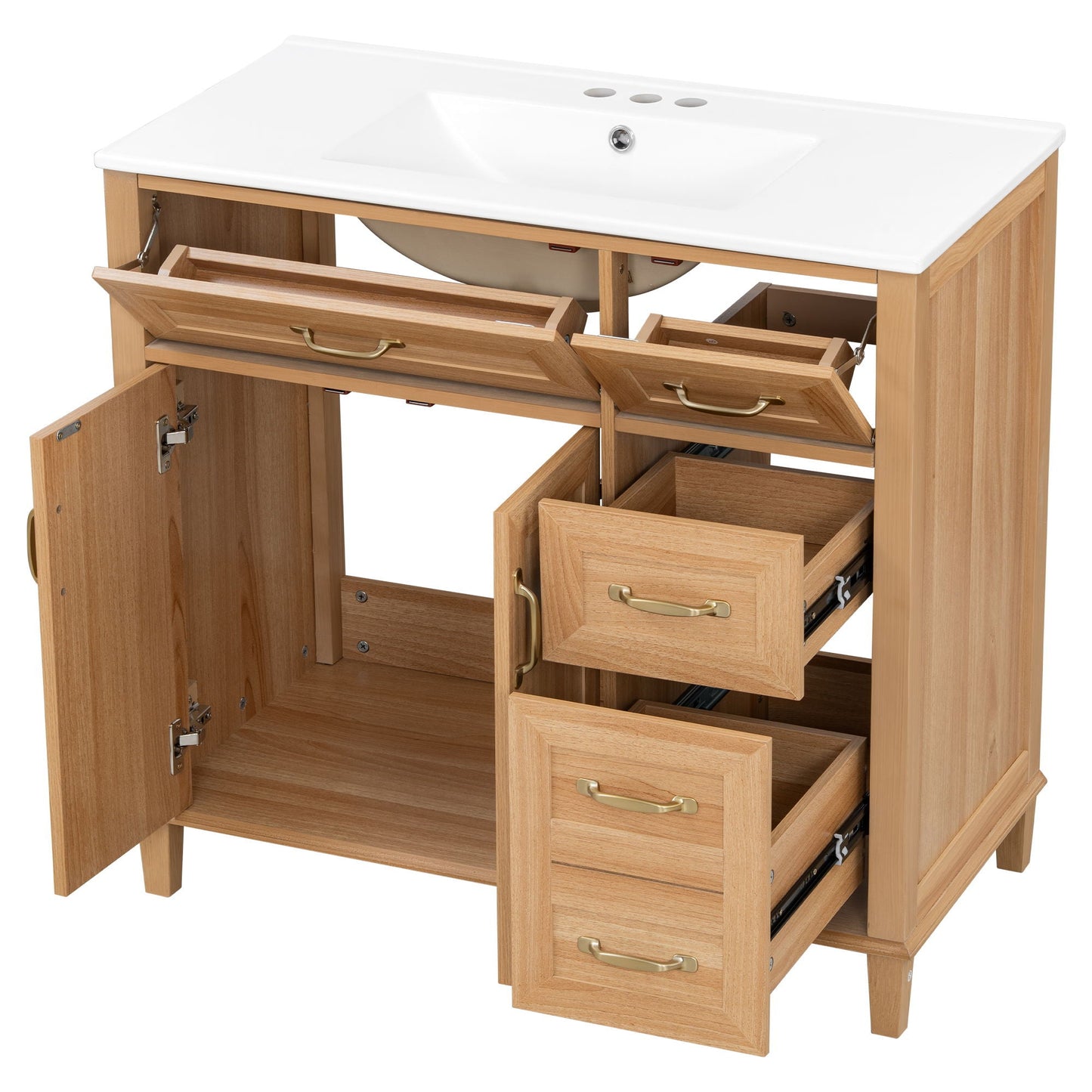 Bathroom Vanity With Sink, Soft Close Doors & Drawers - Wood