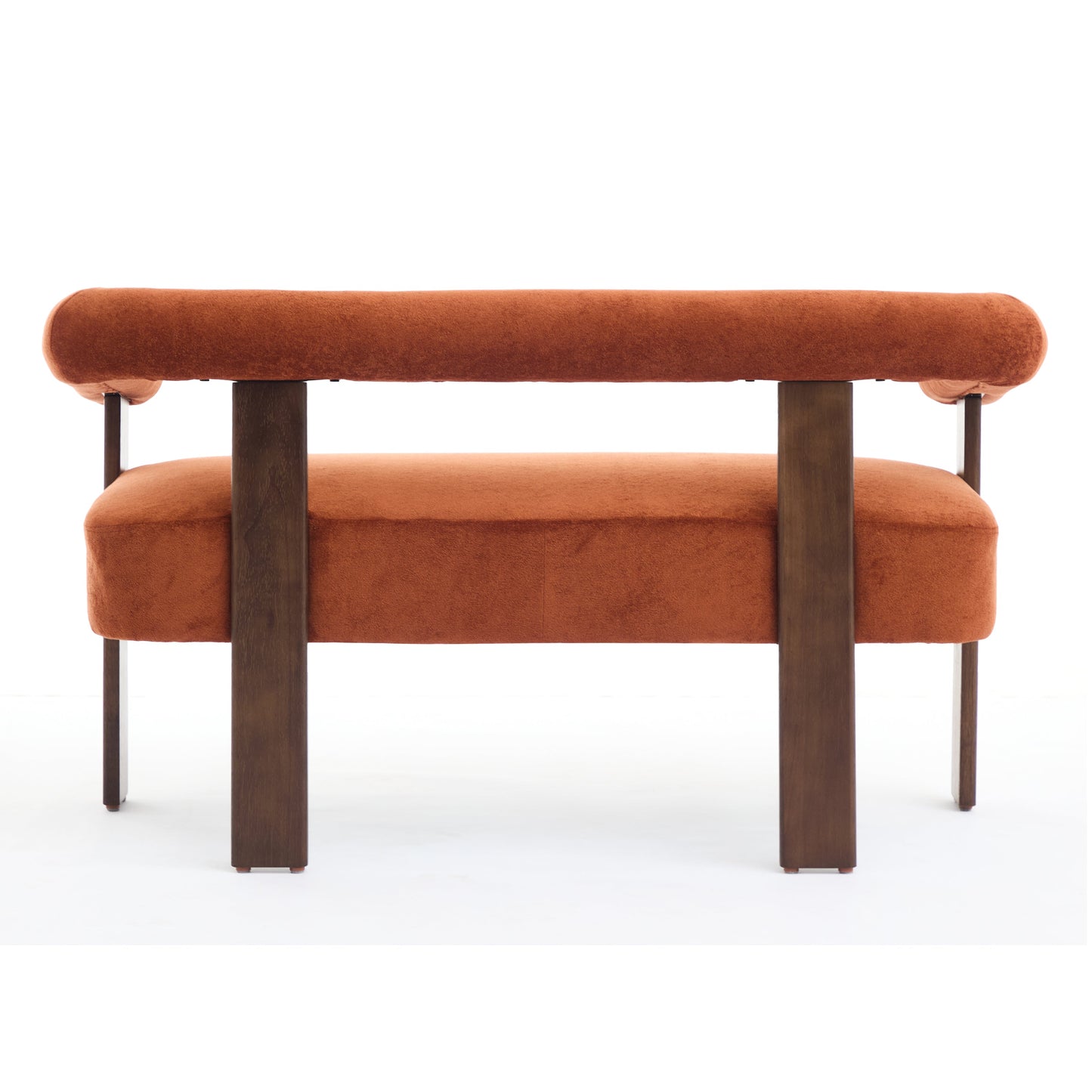 Round Armrest Loveseat (Dark Orange + Brown)