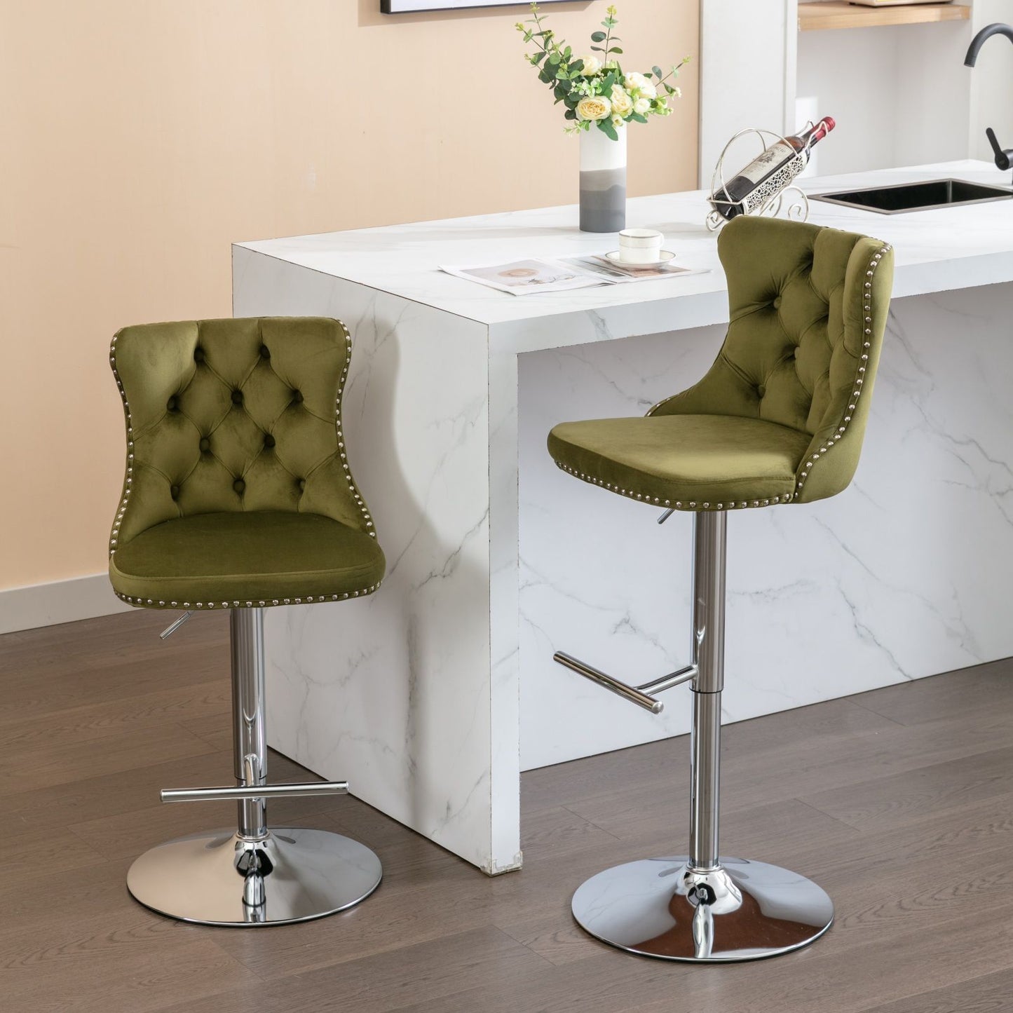 Swivel Adjustable Height Barstools Set of 2