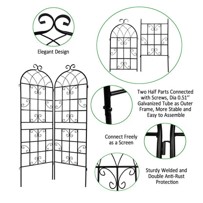 Metal Garden Rustproof Trellis For Climbing Plants Outdoor Flower Support