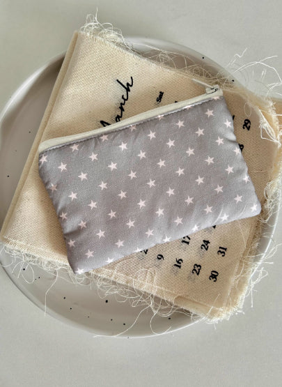 Polka-Dot And Star Quilted Zippered Storage Bag