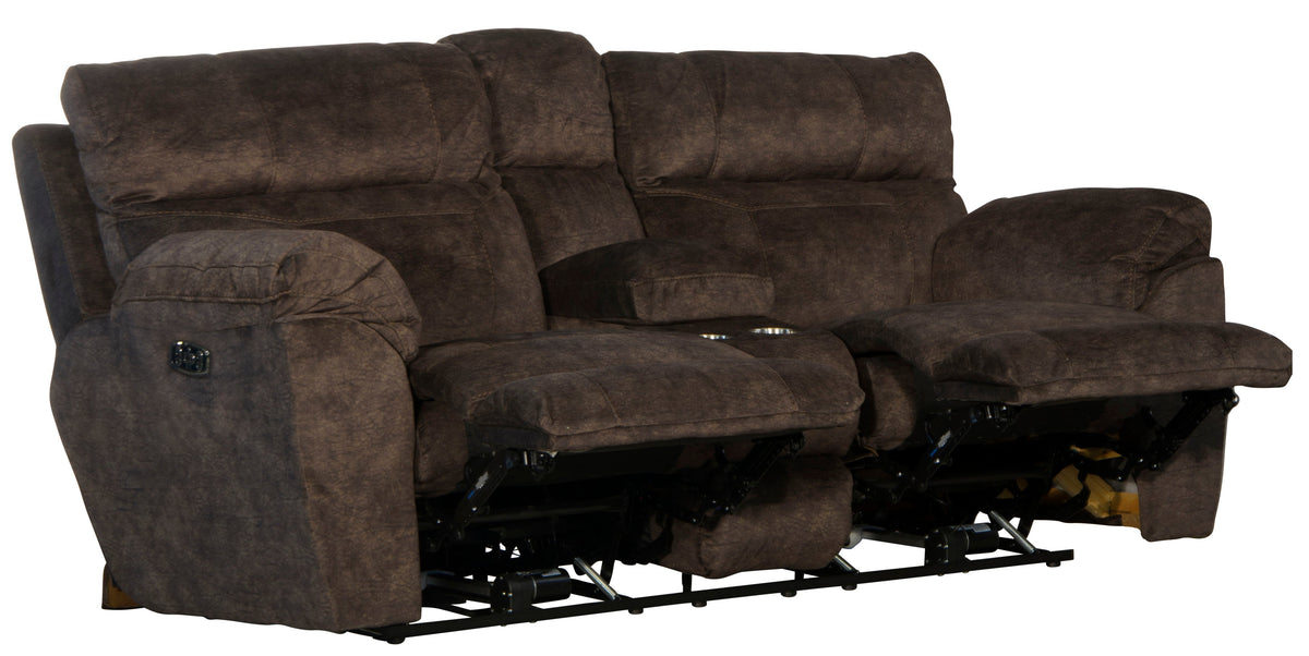 Sedona - Power Hdrst With Lumbar Lay Flat Reclining Console Loveseat With Storage & Cupholders