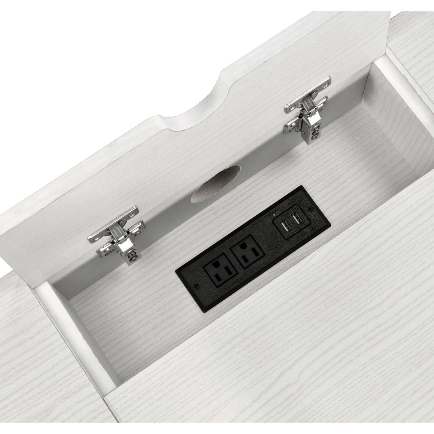 Verster - Writing Desk With USB - Black / Natural