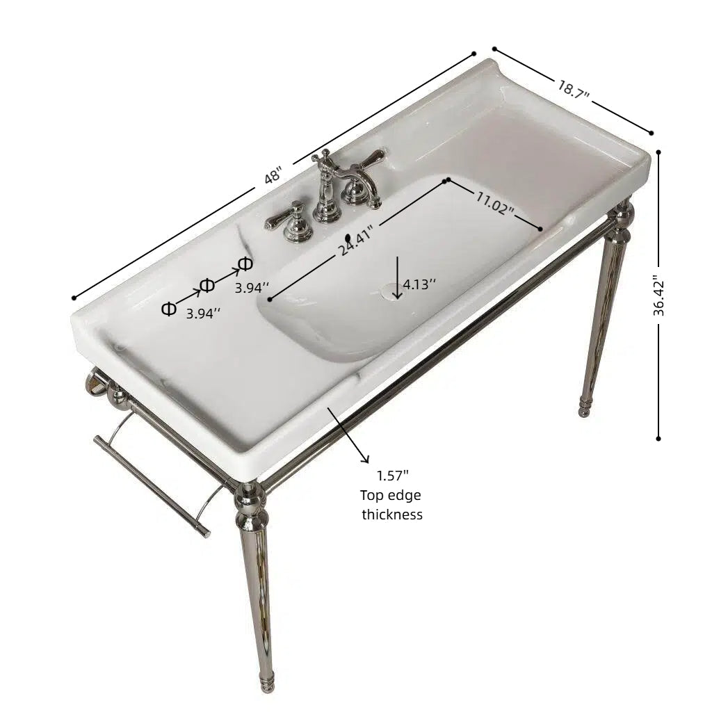 VICI 48" Bathroom Console Sink, Wall-Mounted