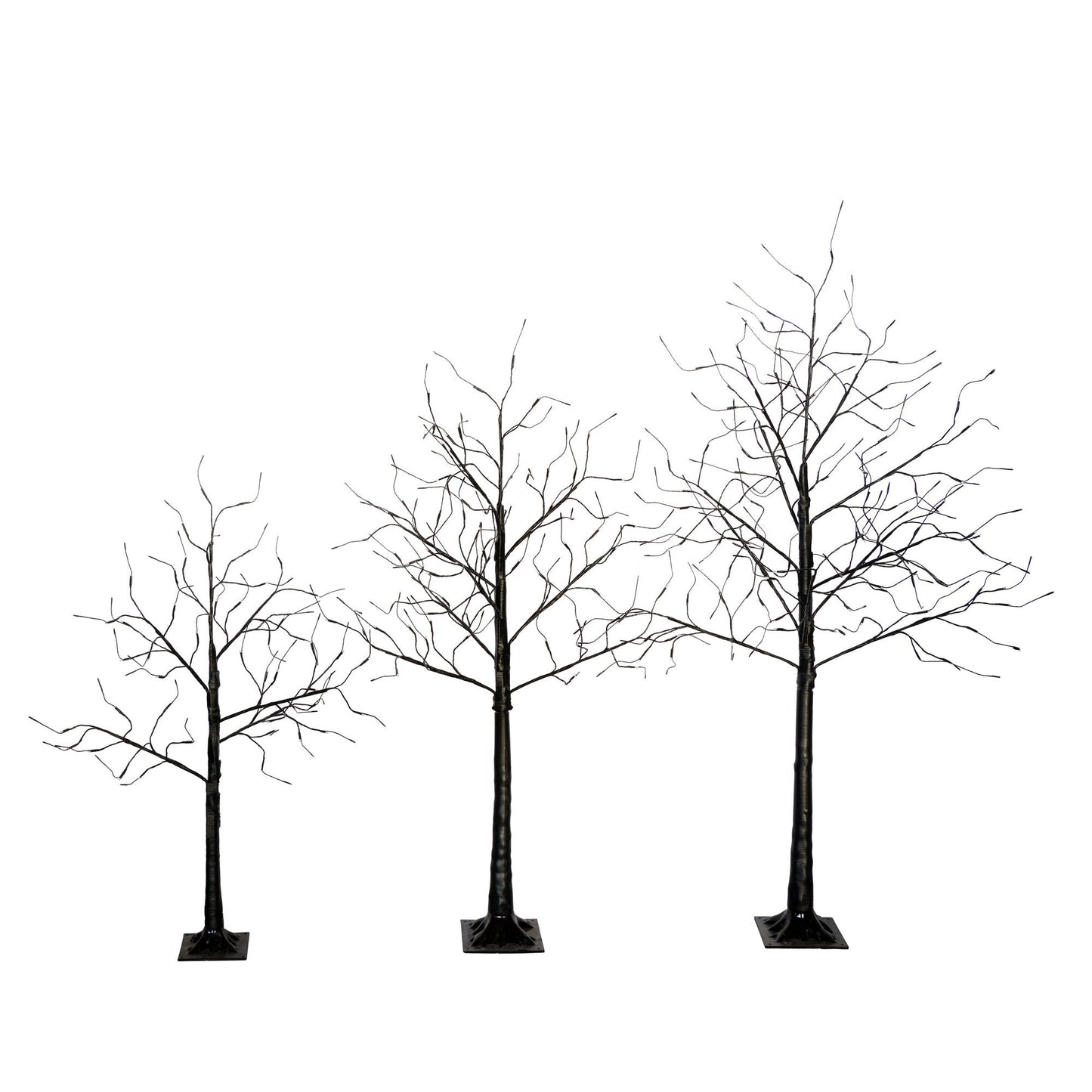 3 Pc Illuminated Halloween Tree with Purple LED Glow