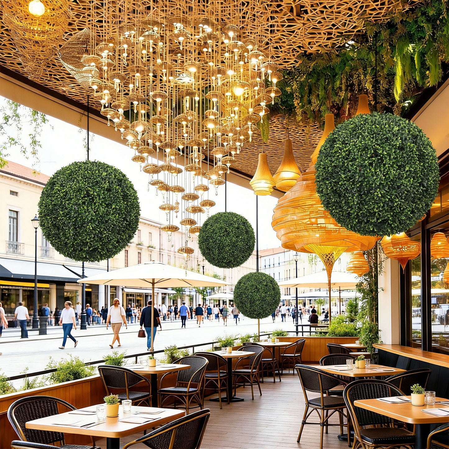 Artificial Topiary Balls, Outdoor Decorative Spheres For Garden (Set of 2) - Green