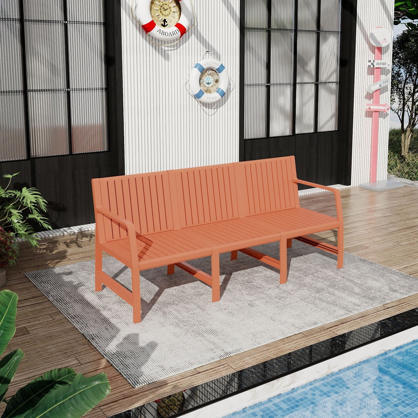 1 Piece Indoor / Outdoor 3 Seater Sofa, UV-Resistant, Waterproof and Durable