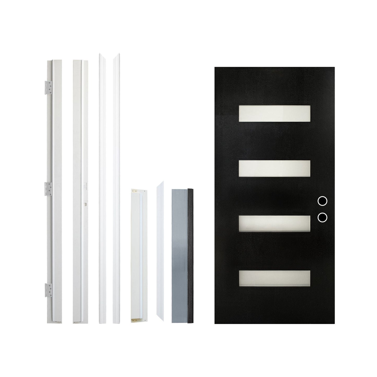 [36X80-Inch] Nuvia Modern Black Left Inswing Fiberglass Entry Door With 4-9/16 White Vinyl Frame (SAK52910)
