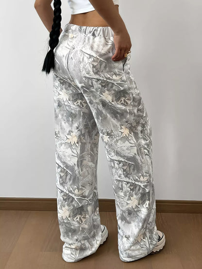 Abstract Print Wide Leg Sweatpants