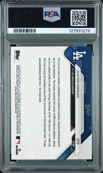 Graded 2025 Topps Now Clayton Kershaw #373 Baseball Card PSA 9 Mint