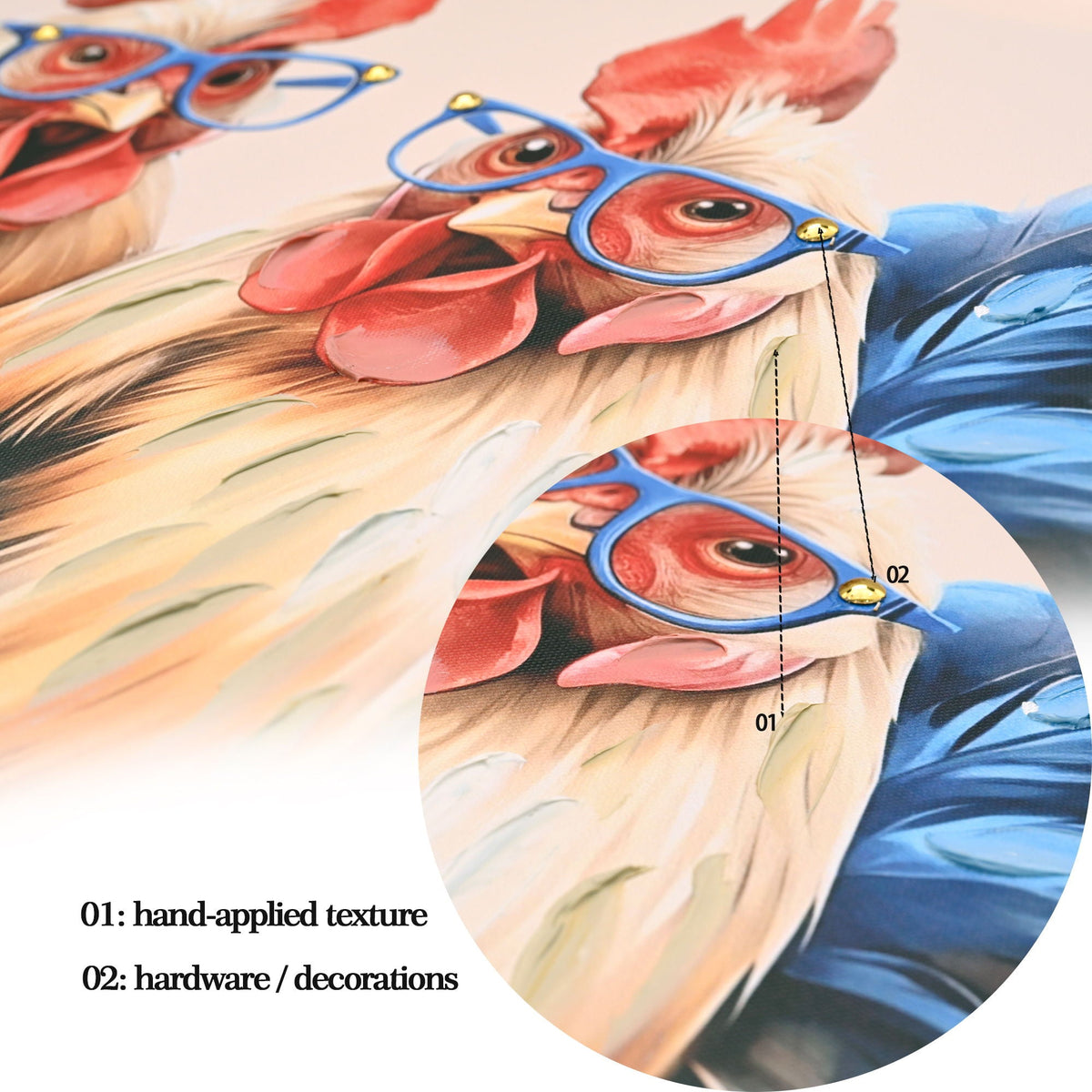 Rooster, Chicken Pictures Wall Decor For Home Decor - Yellow / Red