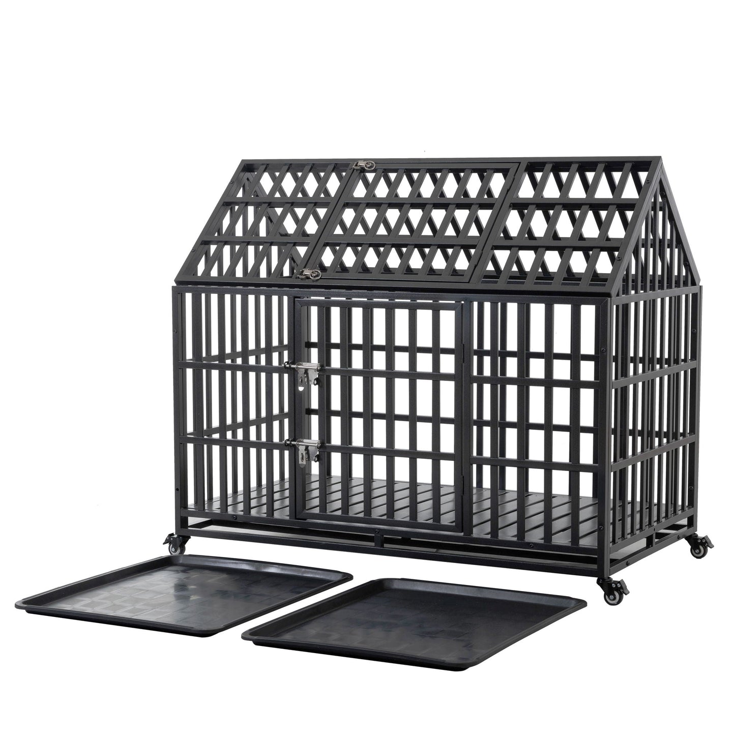 Heavy Duty Dog Crate Lockable Wheels