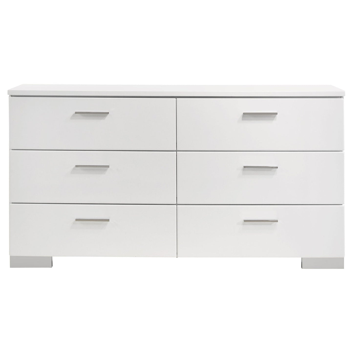 Dulcey - 6 Drawer Dresser With Accents, Bedroom Storage - Gloss White