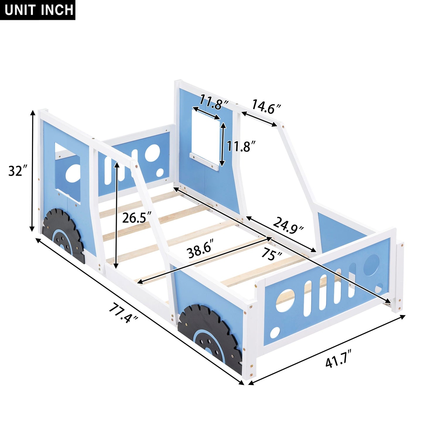 Classic Car Shaped Platform Bed With Wheels