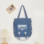 Carry letter pattern printed canvas bag, student shoulder canvas bag, shopping bag with zipper, tote canvas bag