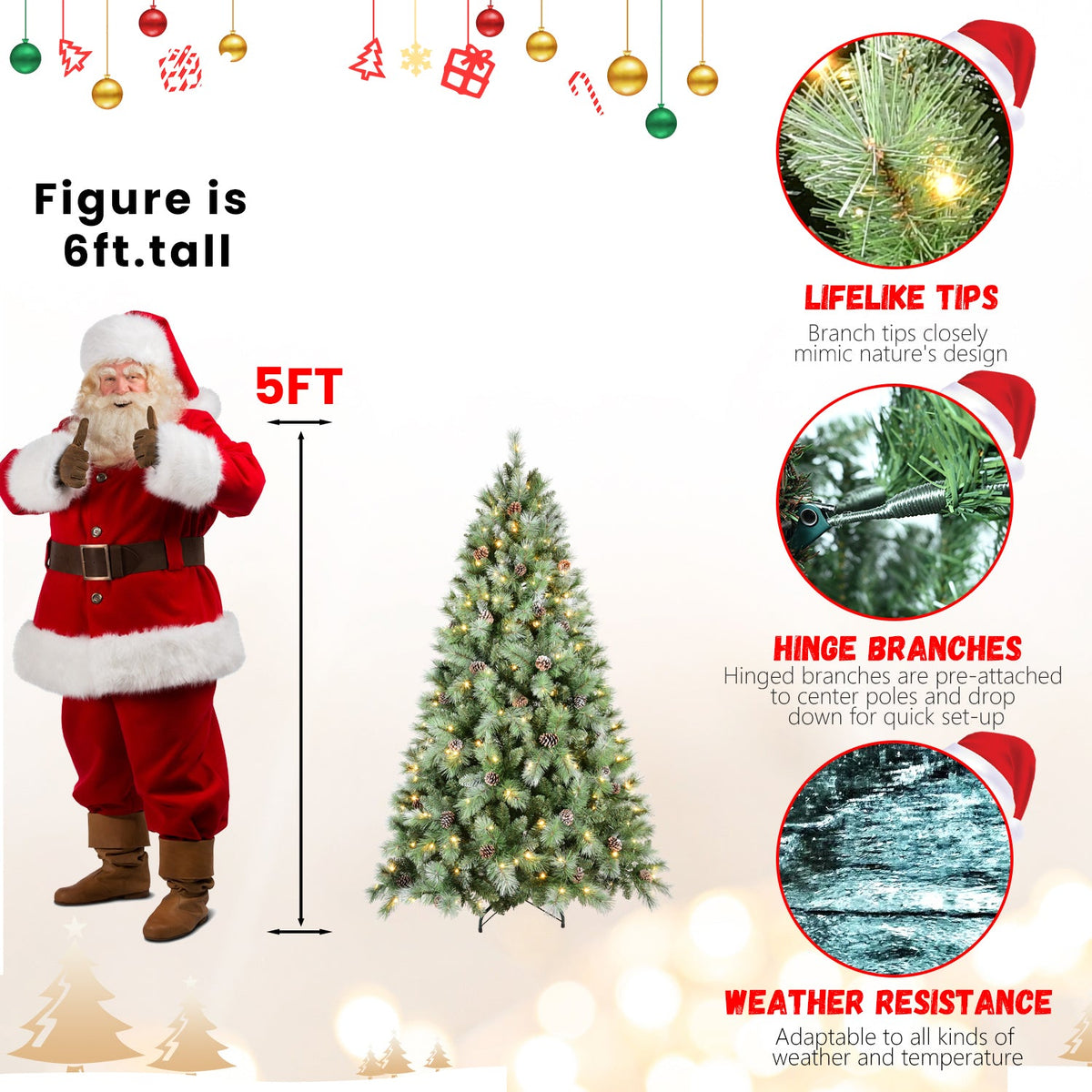 9FT Christmas Tree with 700 Warm Lights