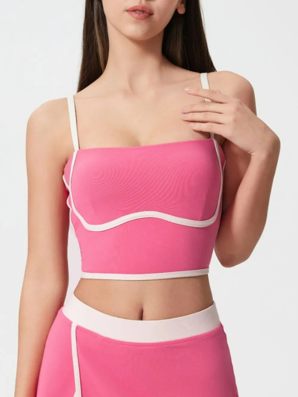 Square Neck Contrast Trim Active Cami