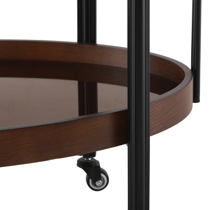 Oval 2 Shelf Dark Kitchen Cart