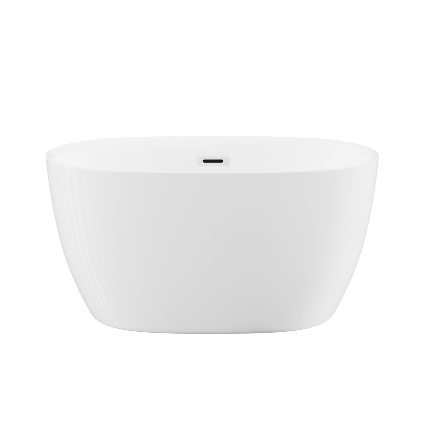 Freestanding Oval Bathtub With Overflow And Pop Up Drain, Double Walled Design - Gloss White
