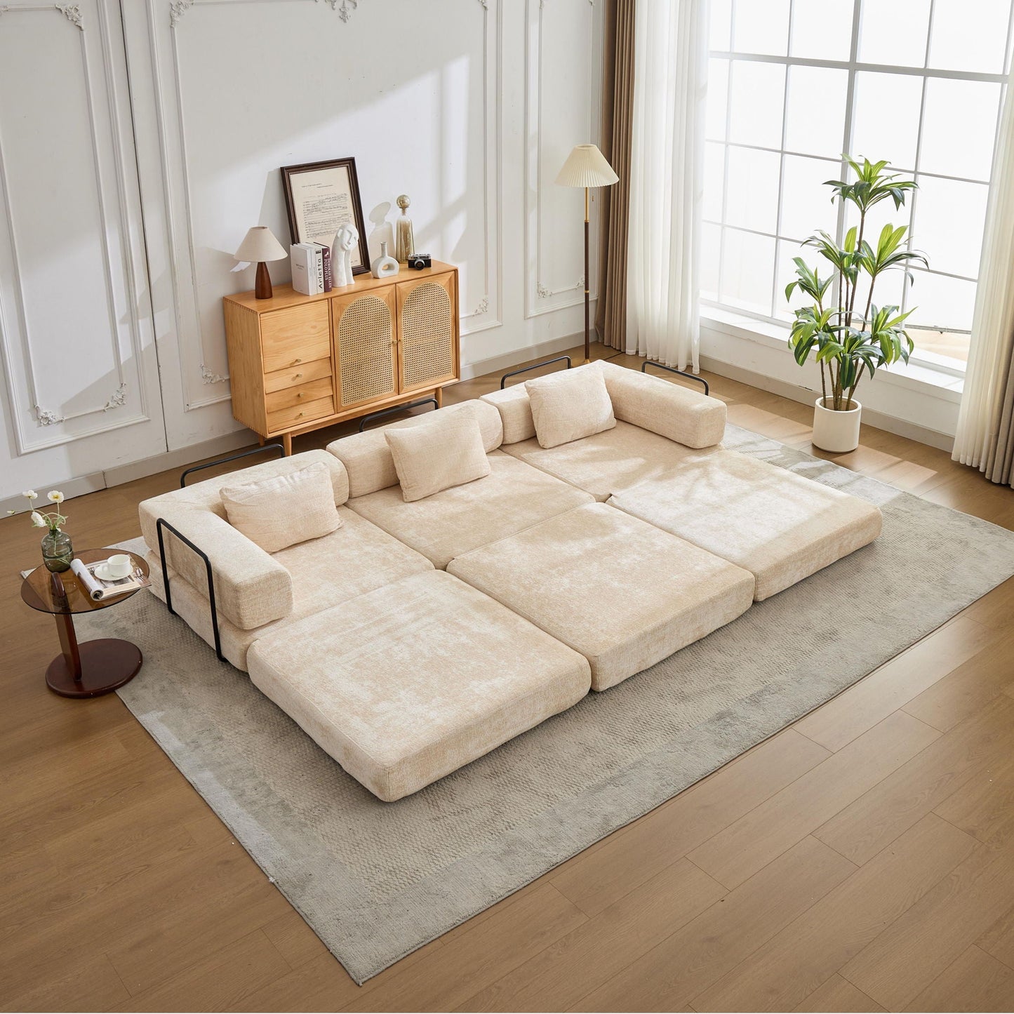Convertible Floor Sofa Bed, Boneless Modular Sectional Sofa For Living Room
