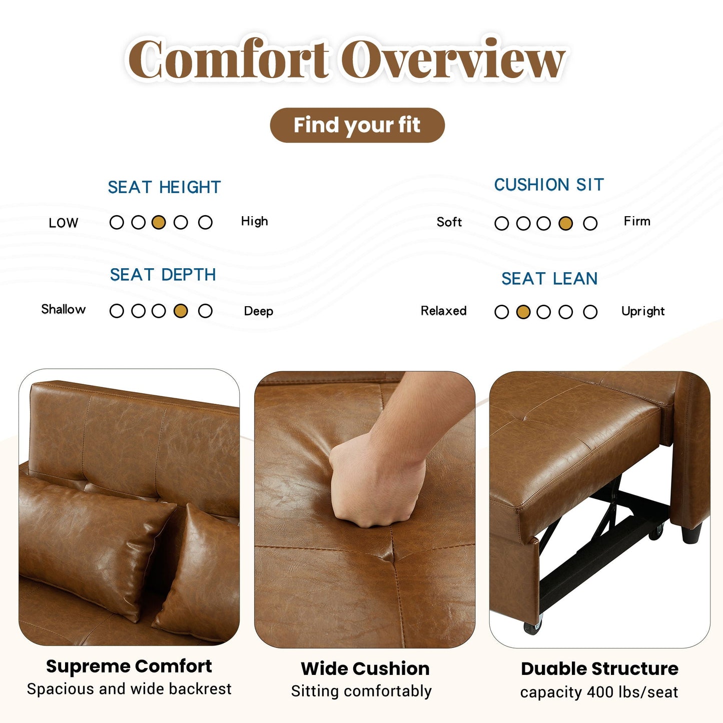 Convertible Sleeper Sofa Bed With 3 USB Ports