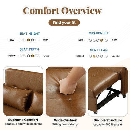 Convertible Sleeper Sofa Bed With 3 USB Ports