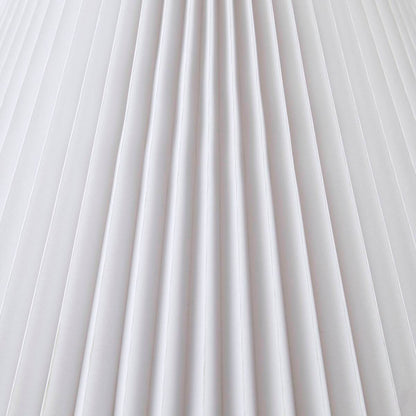Textured Ceramic Table Lamp with Fluted Fabric Shade - White