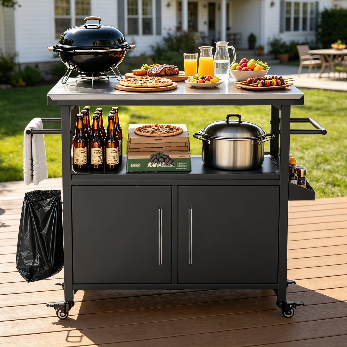 Outdoor Grill Cart with Patio Furniture
